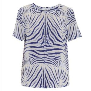Equipment Blue/White Silk Zebra Top